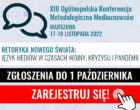 [Patronat PTR] zaproszenie na XIII Ogólnopolską Konferencję Metodologiczną Medioznawców
