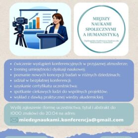 [Patronat] V Ogólnopolska Konferencja Naukowa Doktorantów i Studentów „Między naukami społecznymi a humanistyką”