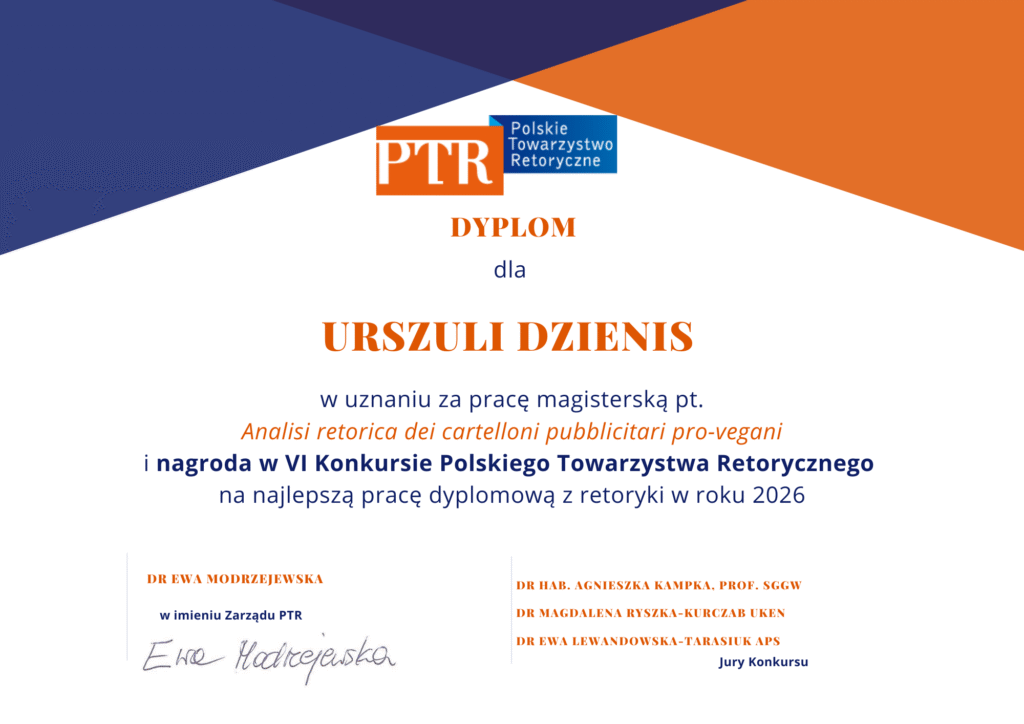 Wyniki VI Konkursu Polskiego Towarzystwa Retorycznego na najlepszą pracę dyplomową z zakresu retoryki