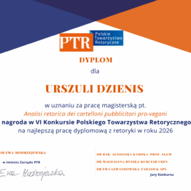 Wyniki VI Konkursu Polskiego Towarzystwa Retorycznego na najlepszą pracę dyplomową z zakresu retoryki