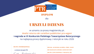 Wyniki VI Konkursu Polskiego Towarzystwa Retorycznego na najlepszą pracę dyplomową z zakresu retoryki