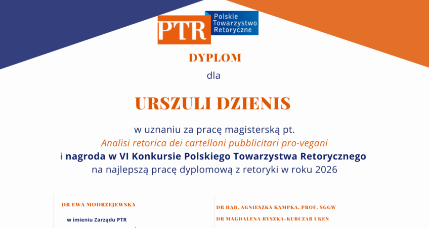Wyniki VI Konkursu Polskiego Towarzystwa Retorycznego na najlepszą pracę dyplomową z zakresu retoryki